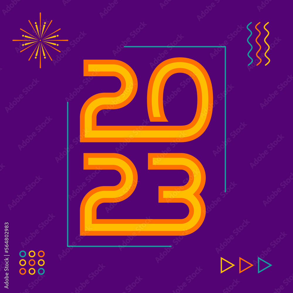 Happy New Year 2023 Neon Flat Design Vector Illustration Design. Happy New Year 2023 Neon Flat Design Vector Illustration Design.