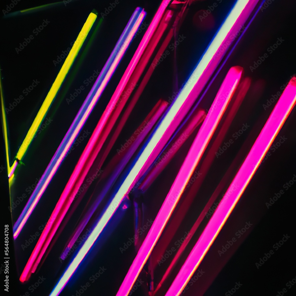 Fototapeta premium Neon Light Sticks with Mirrors