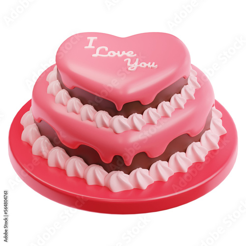 heart shaped valentine cake 3d illustration