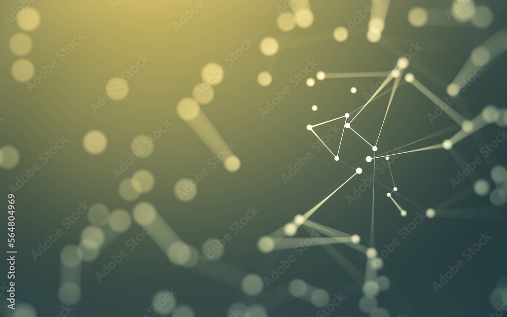 Abstract background. Molecules technology with polygonal shapes, connecting dots and lines. Connection structure. Big data visualization.