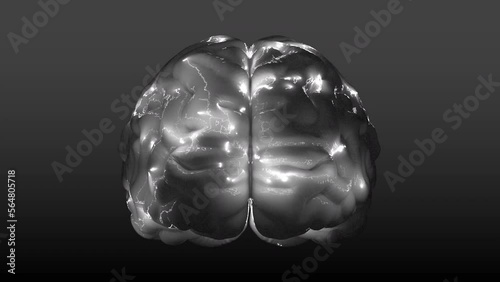 Brainstorm 115: A rotating human brain electrically charged with thought.