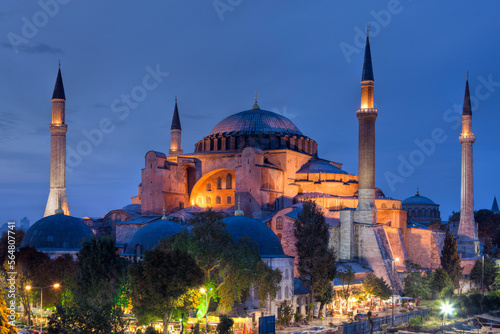 Hagia Sophia mosque at evening, Istanbul, Turkey photo