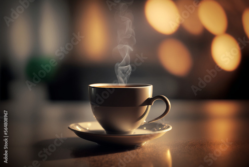 a cup of espresso on a tabletop, espresso, Generative AI