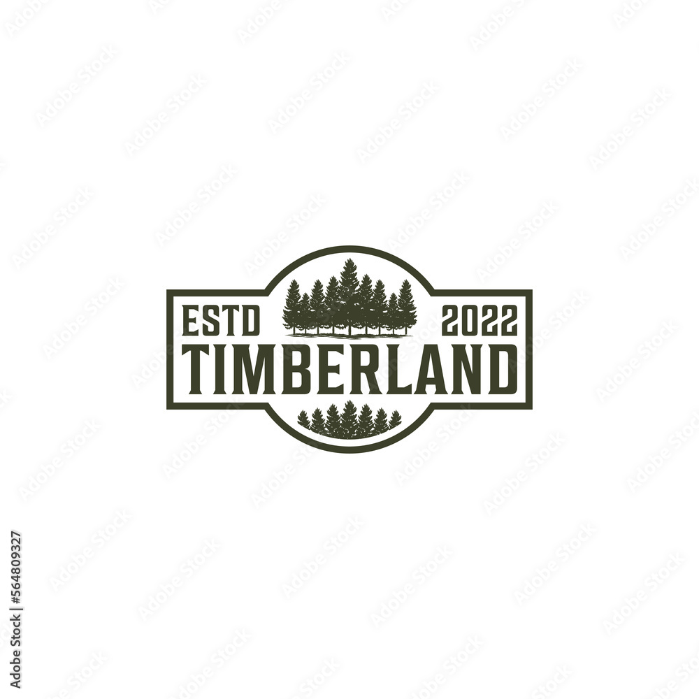 Pine tree emblem logo vector design template, good for outdoor logo
