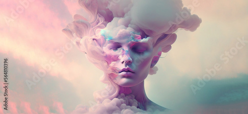 Fotografie, Obraz Air element woman goddess fantasy human representation