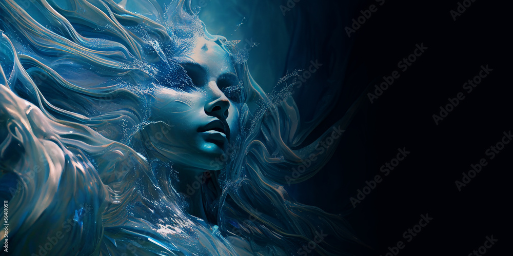 Obraz premium Water element woman goddess fantasy human representation. Generative AI model