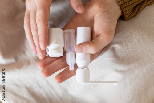 nose drops, throat spray and pills