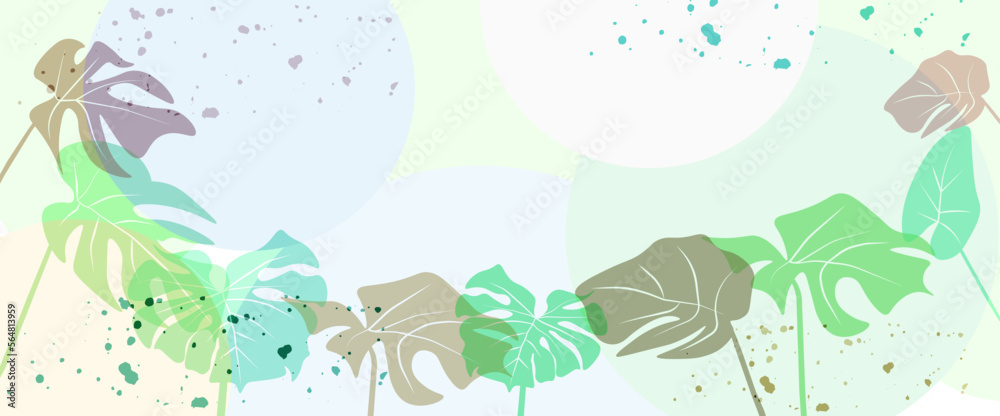 Vector Art of Adam's Rib leaves. Monstera leaves in pastel color tones ...