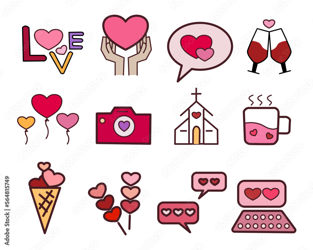 Set of icons for valentine Set of icons for valentine