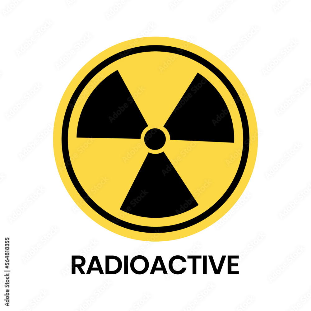 Fototapeta premium Radioactive warning yellow sign. Radioactivity warning vector symbol.