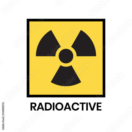 Radioactive warning yellow sign. Radioactivity warning vector symbol.