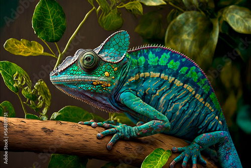 Rare Chameleon, colorful, tree © brunobindas