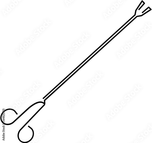 Laparoscopic clamp. Isolated thin line vector icon.