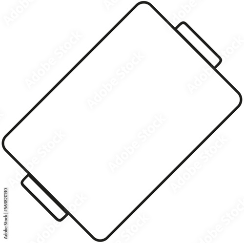 Metal tray for medical healthcare. Isolated thin line vector icon.