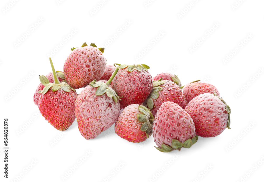 Heap of tasty frozen strawberries on white background Heap of tasty frozen strawberries on white background