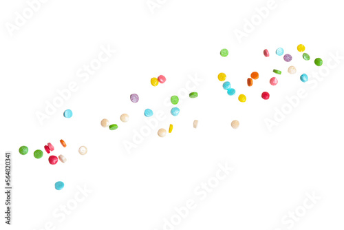 Bright sprinkles on white background. Decoration for donuts