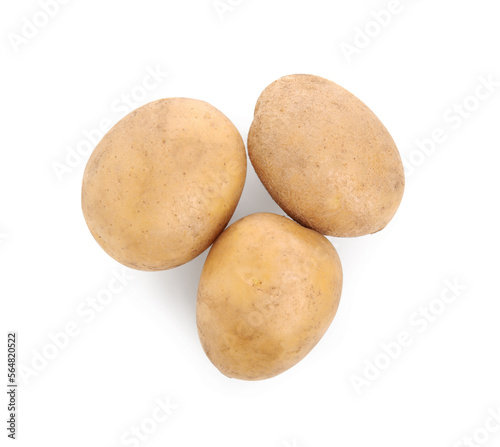Tasty fresh potatoes on white background  top view
