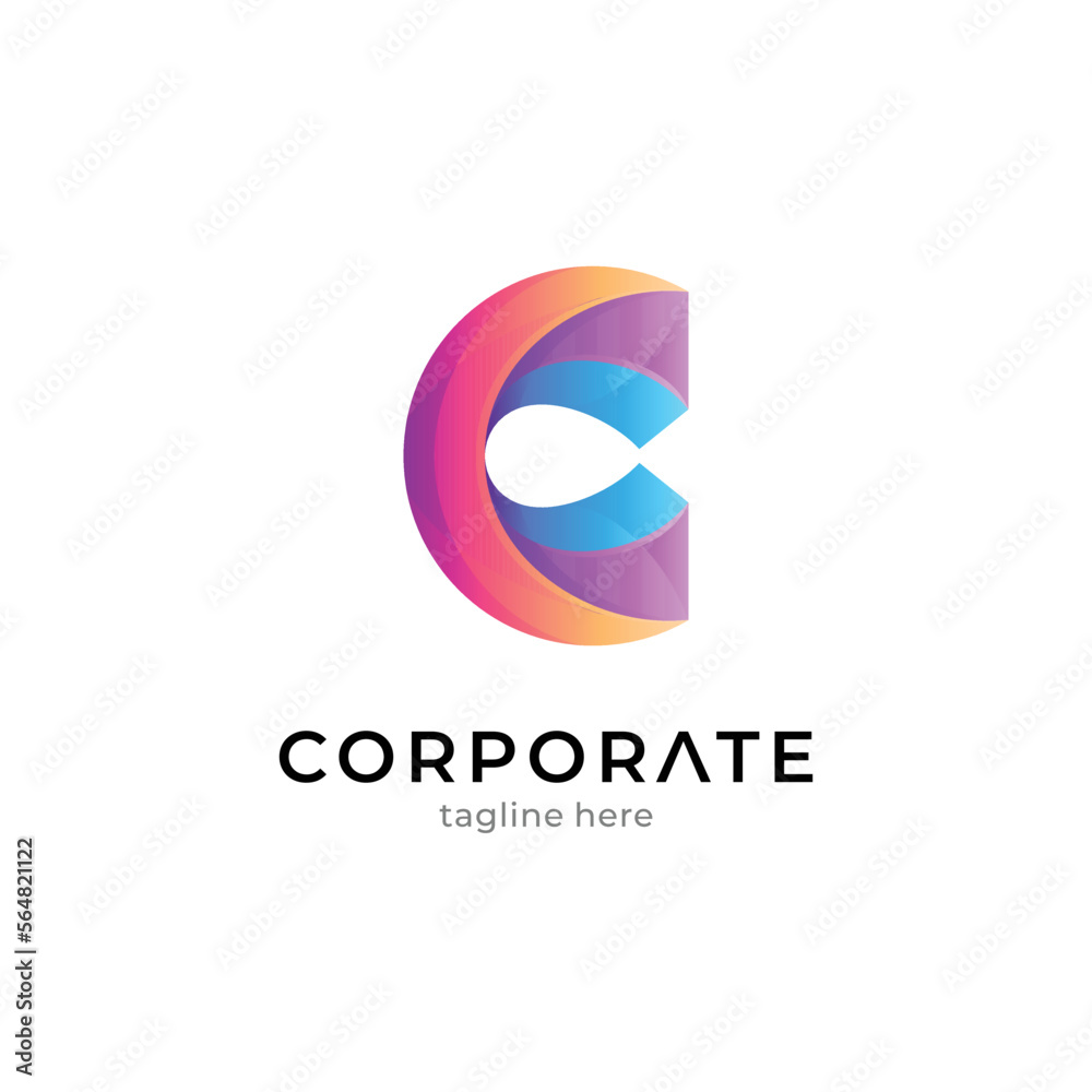 Letter C logo with multiple gradient colors Letter C logo with multiple gradient colors