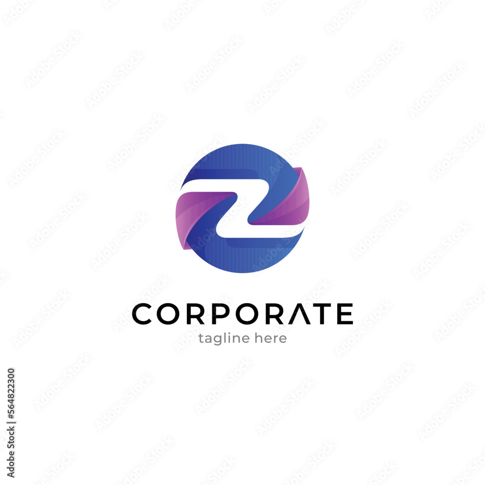 Letter Z logo template in a circle shape with gradient blue and purple color Letter Z logo template in a circle shape with gradient blue and purple color