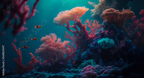 photography of a coral reef in the ocean, sea, colorful. Generative AI