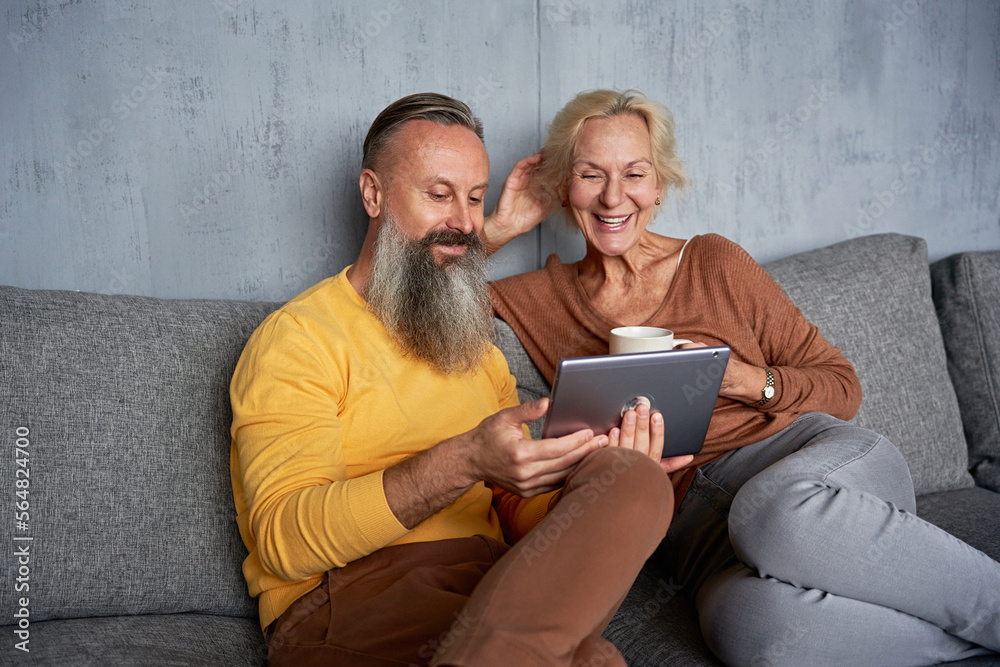 Older couple calls friends Older couple calls friends
