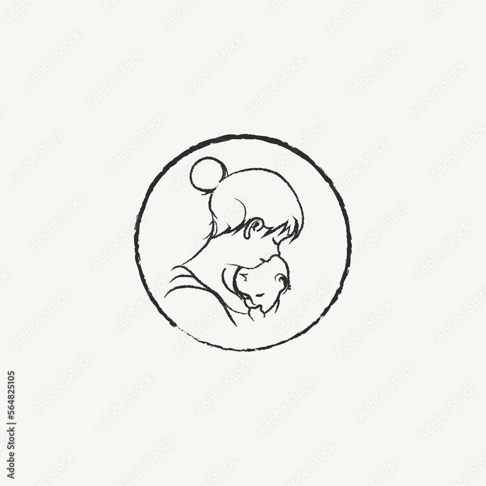 mom and son line art style vector illustration with baby love woman concept for nursing lactating logo mom and son line art style vector illustration with baby love woman concept for nursing lactating logo