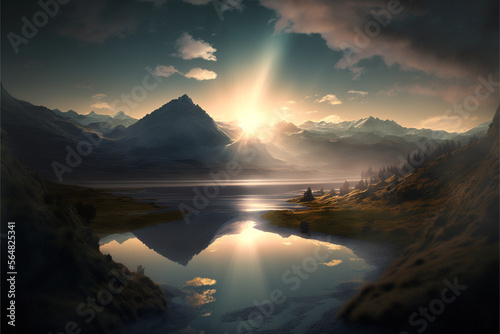Wonderful landscapes, backgrounds at the edge of reality and dreams, tales and lakes, photoes and scenery of magicmade, balance of wonder and reality, AI generative