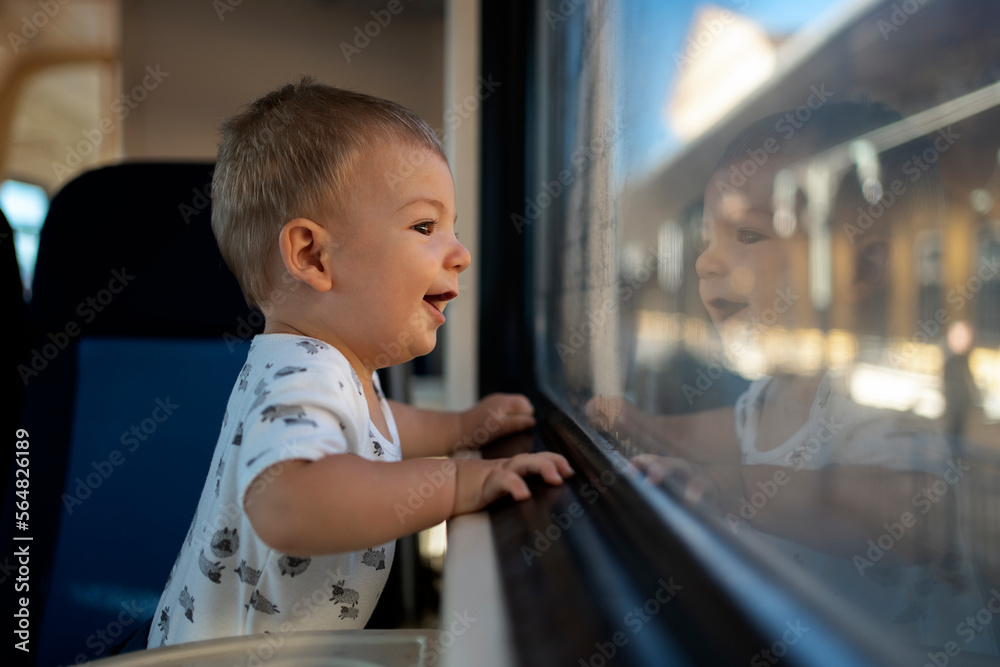 Happy Baby Traveling in train Happy Baby Traveling in train