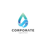 water drop logo with splash