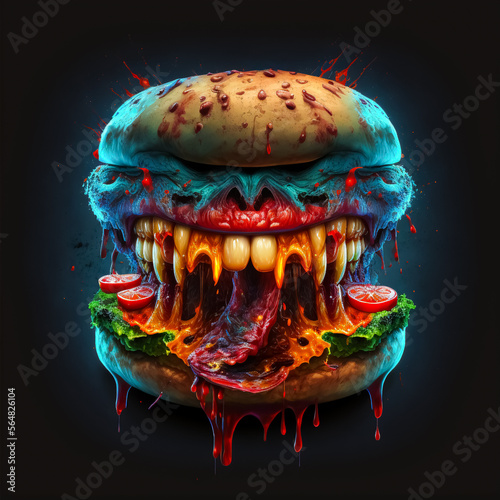 Fotobehang carnivora kills people full burger poster