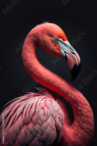Flamingo Portrait. Generative AI