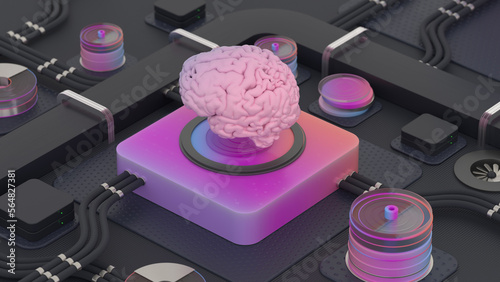 3D Brain Processor Artificial Intelligence Concept photo