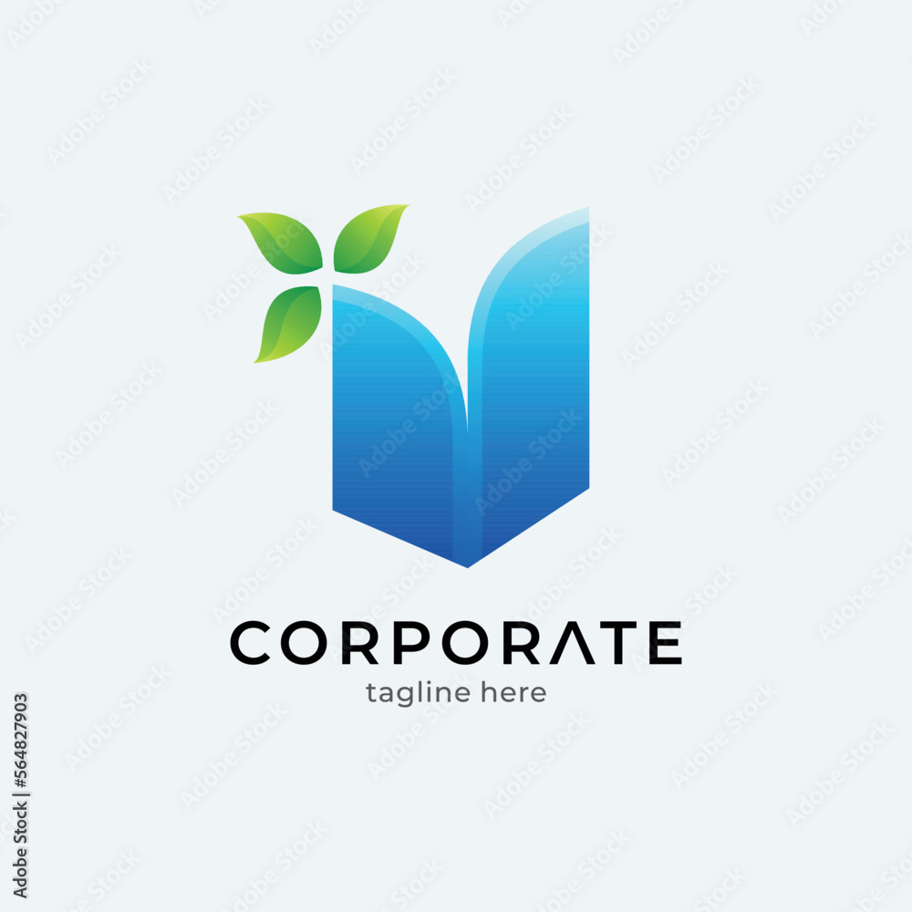 book logo with leaf shape