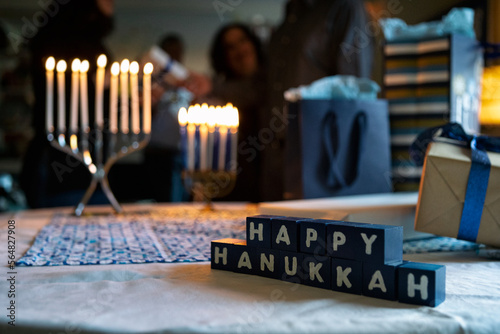 Hanukkah: Blocks Spell Out Happy Hanukkah