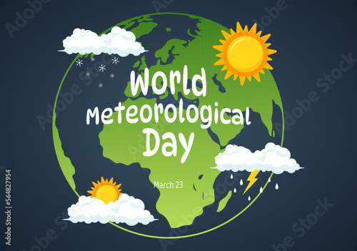 World Meteorological Day Illustration with Meteorology Science and Researching Weather in Flat Cartoon Hand Drawn for Landing Page Templates