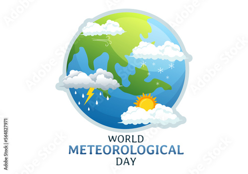 World Meteorological Day Illustration with Meteorology Science and Researching Weather in Flat Cartoon Hand Drawn for Landing Page Templates