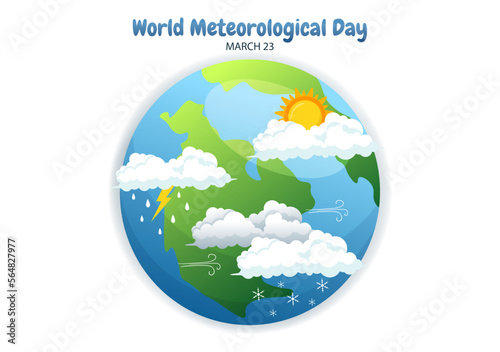 World Meteorological Day Illustration with Meteorology Science and Researching Weather in Flat Cartoon Hand Drawn for Landing Page Templates
