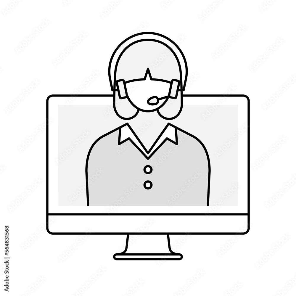 Remote help desk support services concept. Young female operator wearing a headset. Remote help desk support services concept. Young female operator wearing a headset.