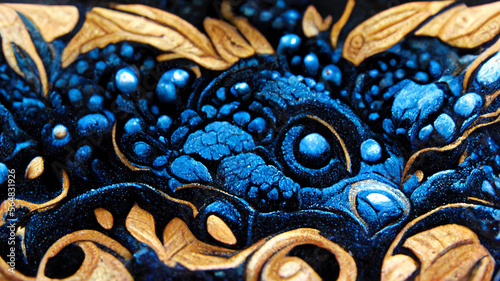 Mayan style Beautiful Abstract Decorative Navy Blue Dark illustration Generative AI Content by Midjourney © simon