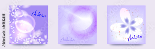 桜イラスト背景セット　ベクターテンプレートカードセット/メッセージカード/背景/壁紙/フレーム　広告/ビラ/お品書き