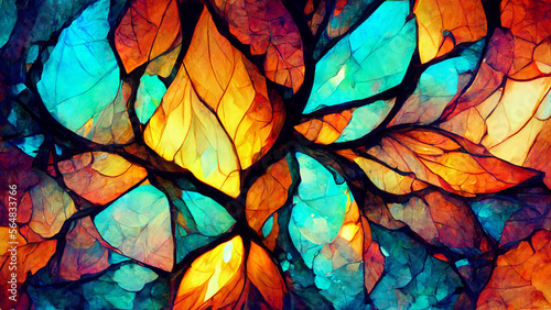 stained glass fractal colorful photo realistic illustration Generative AI Content by Midjourney © simon
