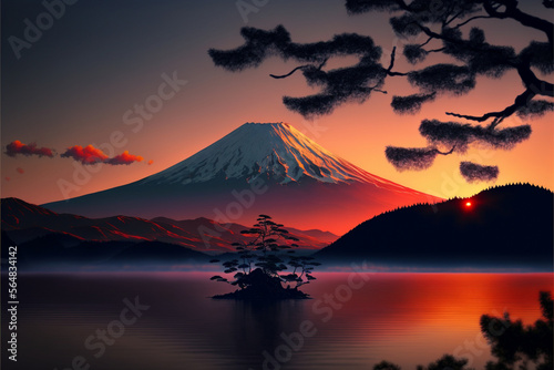 Beautiful image of Mount Fuji, located in Japan, very beautiful