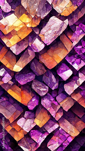 Tech purple crystal mineral mosaic background illustration Generative AI Content by Midjourney