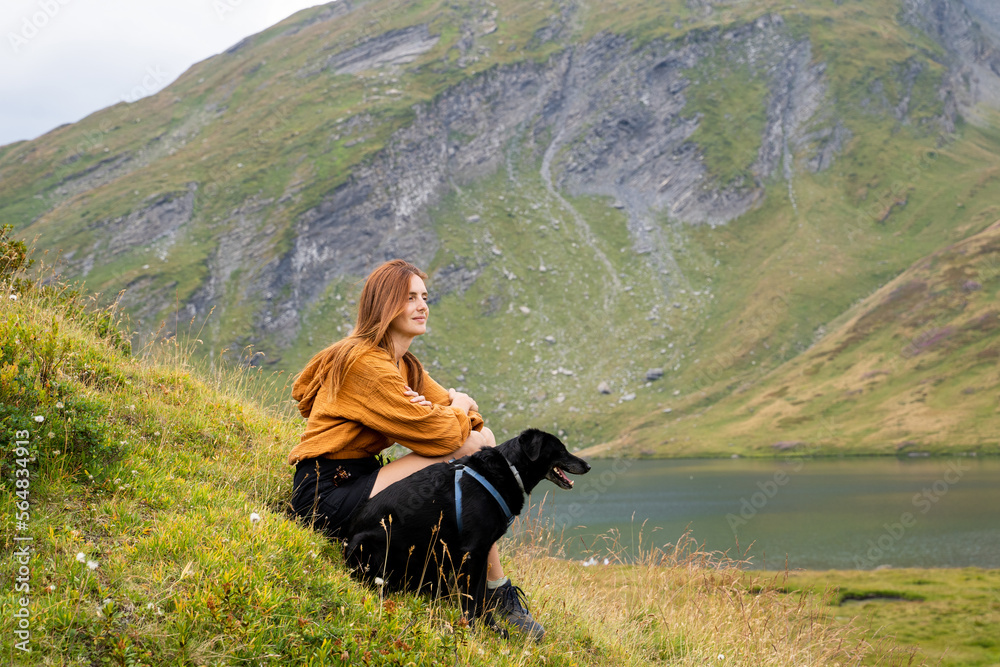 Woman with dog in nature Woman with dog in nature