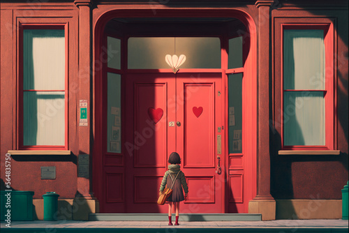 Valentines day door. Couple. Single. Heart Illustration photo