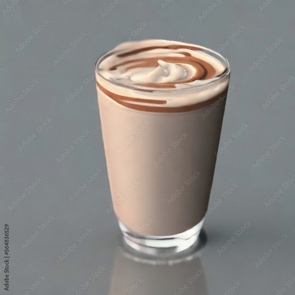 Milk and chocolate in glass with cream Generative AI Milk and chocolate in glass with cream Generative AI