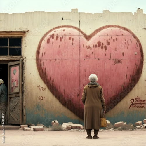Valentines day grafitti. Heart illustration couple. Single © MadSwordfish
