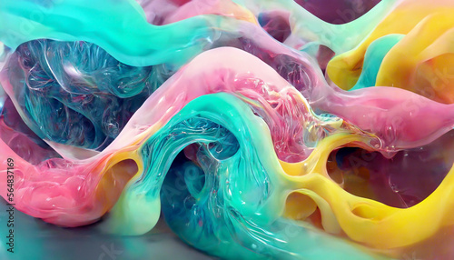 Abstract morphing fluid pastel colors pulsating in slow motion illustration Generative AI Content by Midjourney