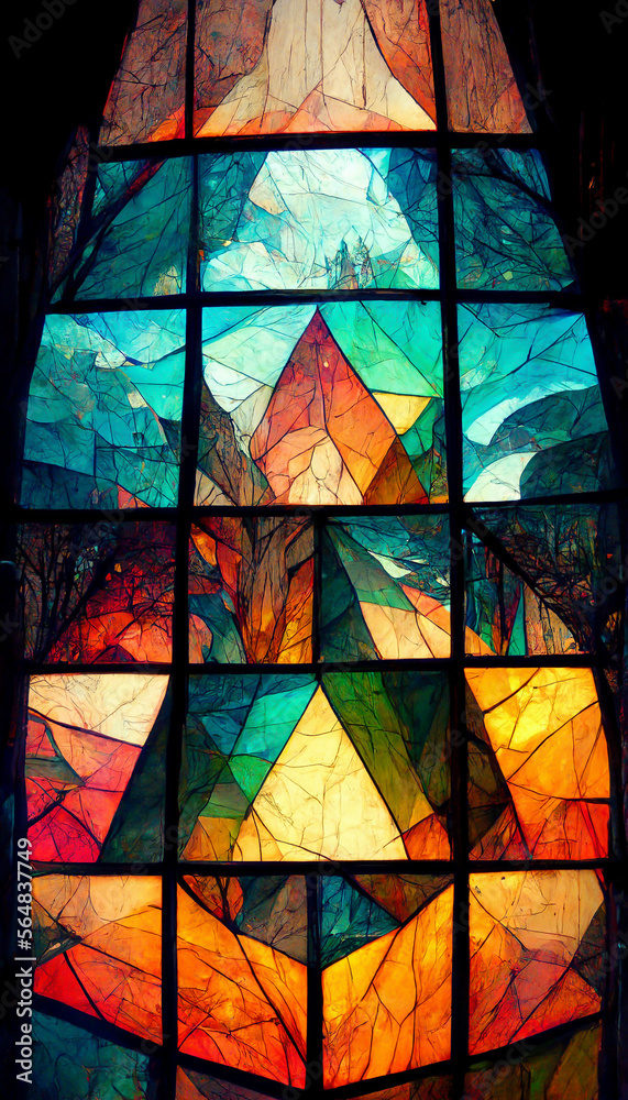 Giant Magic made of stained glass illustration Generative AI Content by Midjourney