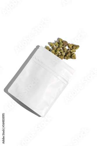Bag of cannabis on white background photo